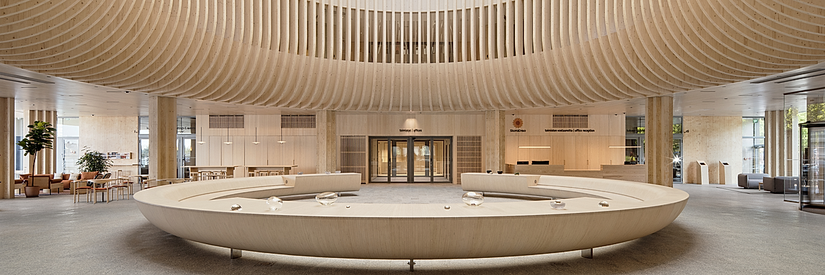 The reception area at the Stora Enso head office in Helsinki, Katajanokan Laituri.