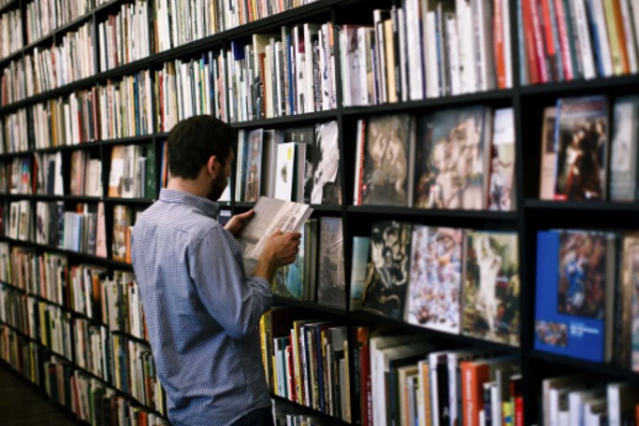 hard cover books on display 