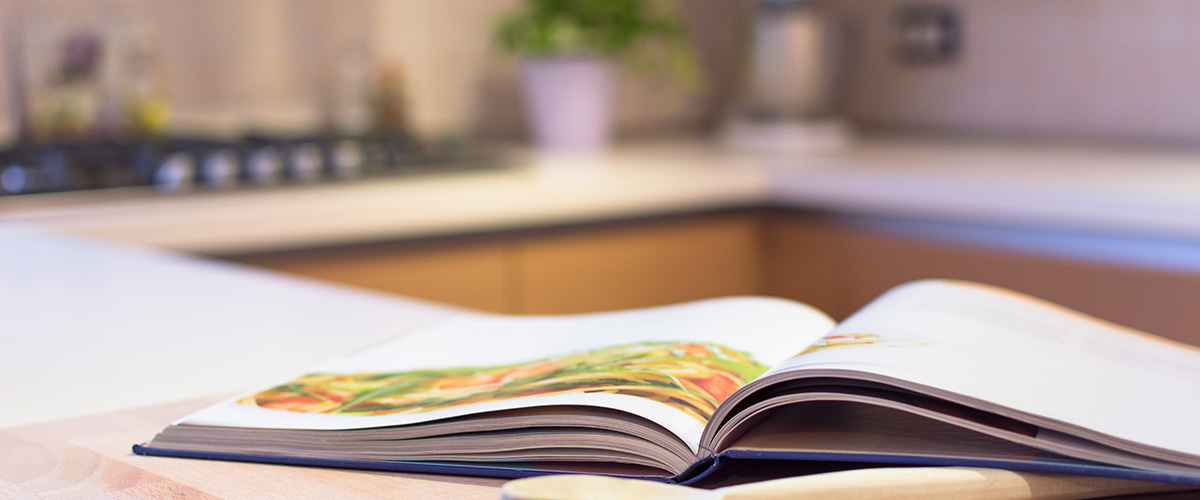 Cookbook on table