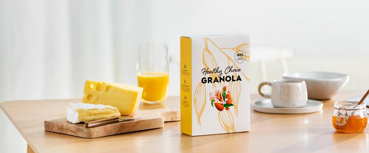 Granola Box at Breakfast table