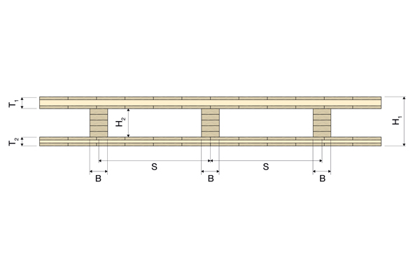 CLT rib panel front view with measurements